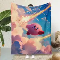 Cartoon Stars K-Kirby Wave Printed Blanket Picnic Blankets Warm Blanket Soft and Comfortable Blanket Home Travel Birthday Gift 2