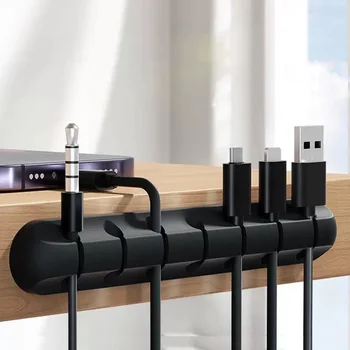 กาวผู้ถือสายคลิปการจัดการสายไฟลวดสําหรับเดสก์ท็อปสายชาร์จ USB Nightstand สายไฟสายเมาส์ 1