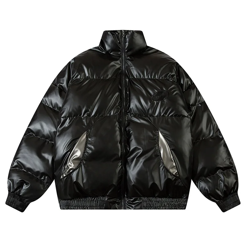 Men Padding Jackets Winter Shiny Metallic Parka Oversized Thick Warm Puffer Coats Hip Hop Streetwear Waterproof Outwear Unisex