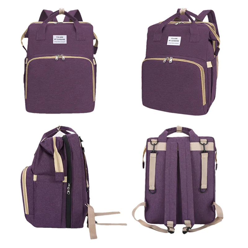 Mother Baby Leather Pu Bag Mommy Storage Double Bag Baby Bag Travel Backpack Diaper Bag Mom Skin Bag Baby Shoulder Stroller 4