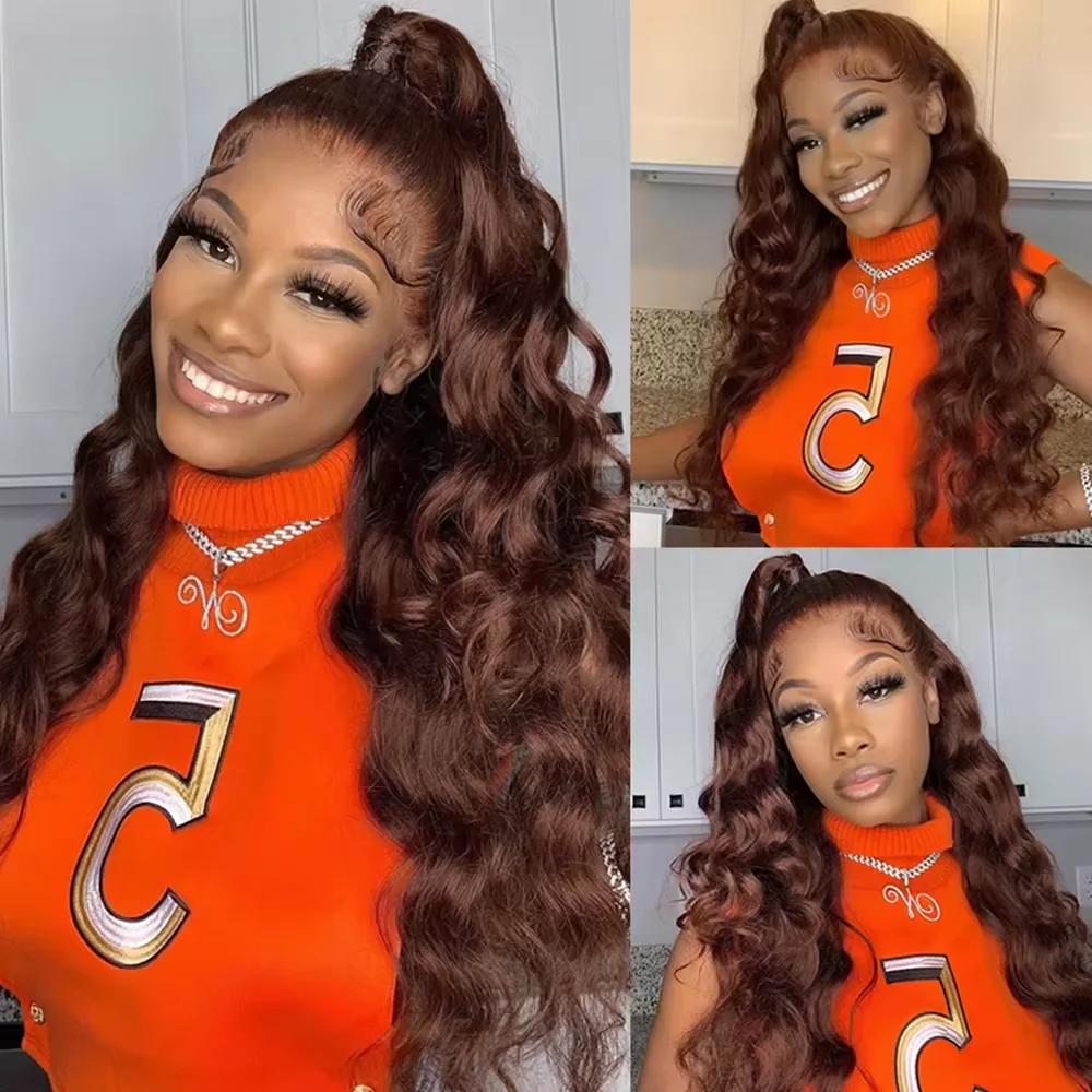 36 Inch 13x4 Body Wave Lace Front Wig Chocolate Brown Lace Front Wigs HD 13x6 Lace Frontal Wig Colored Human Hair Wigs Remy
