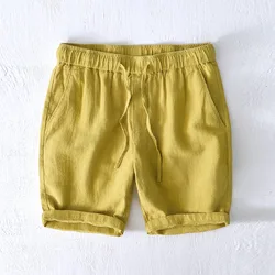 Summer Thin Breathable Straight Tube Linen Shorts Men's Beach Casual Pants Youth Loose Cotton Linen Pants