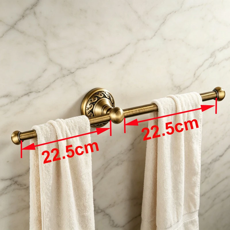 Elegant Antique Brass Bathroom Accessories Set - Includes Robe Hook, Paper Holder, Towel Bar, and Soap Basket