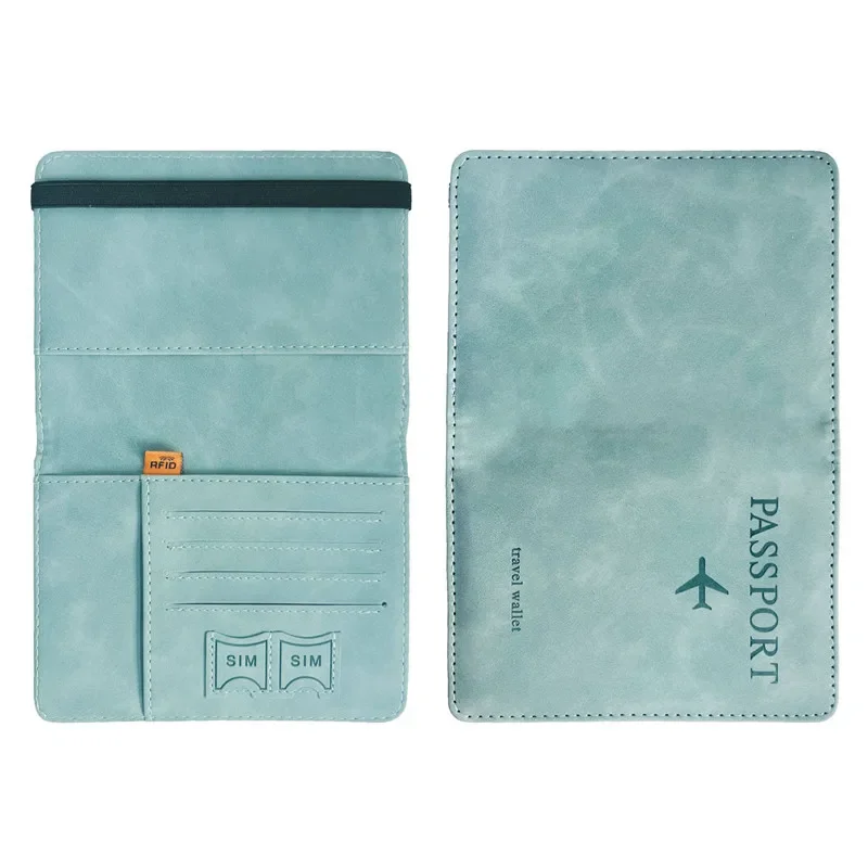 RFID Blocking Leather Passport Holder Wallet - Multi-Function Travel Case for Men  Women