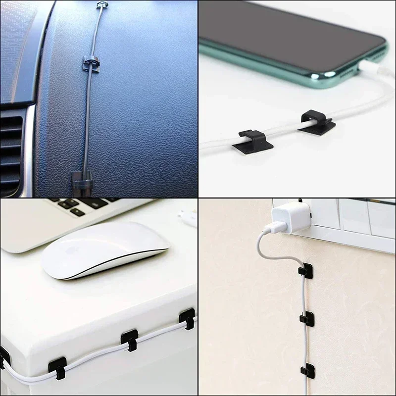18pcs Self Adhesive USB Charger Cable Clips Multifunction Wire Cord Cable Winder Data Line Fixer Office Desk Tidy Manager