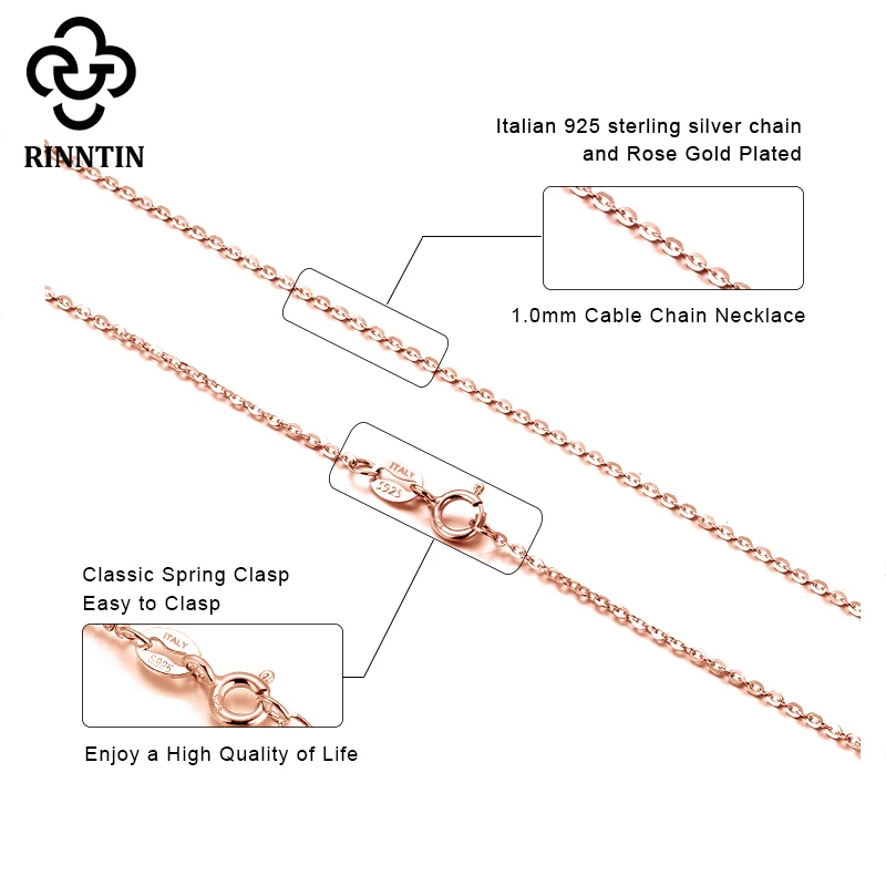 925 Sterling Silver Necklace for Women Fashion Cable Link Chains Thin Neck Chain Accessories Jewelry SC06 silver necklace
