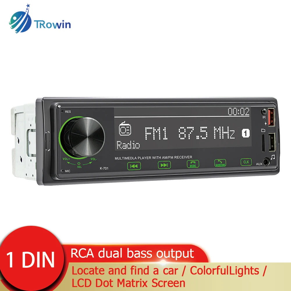 

1 Din Car Radio Stereo Digital Car MP3 Player FM Radio Stereo Audio USB SD AUX Input Touch Screen Bluetooth Autoradio RGB Light