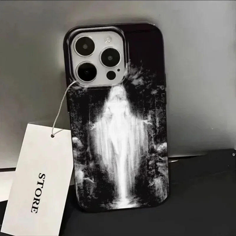 Elegant Sword & White Hair Witch Medieval Artistic Phone Case Cover
