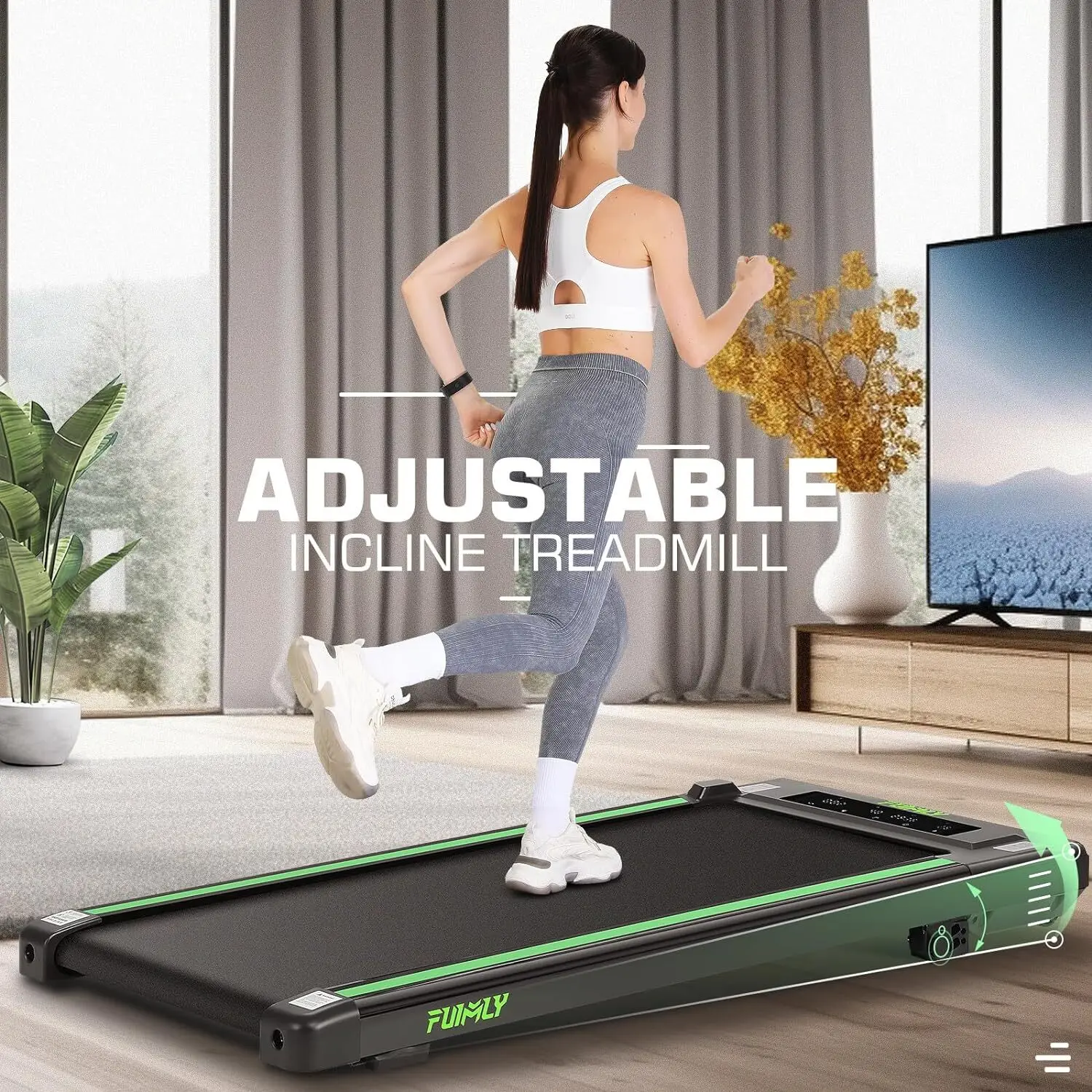 Pad Under Desk Treadmill 2.5HP Treadmill with Incline 2 in 1 Treadmills for Home Office with LED Touch Screen Remote