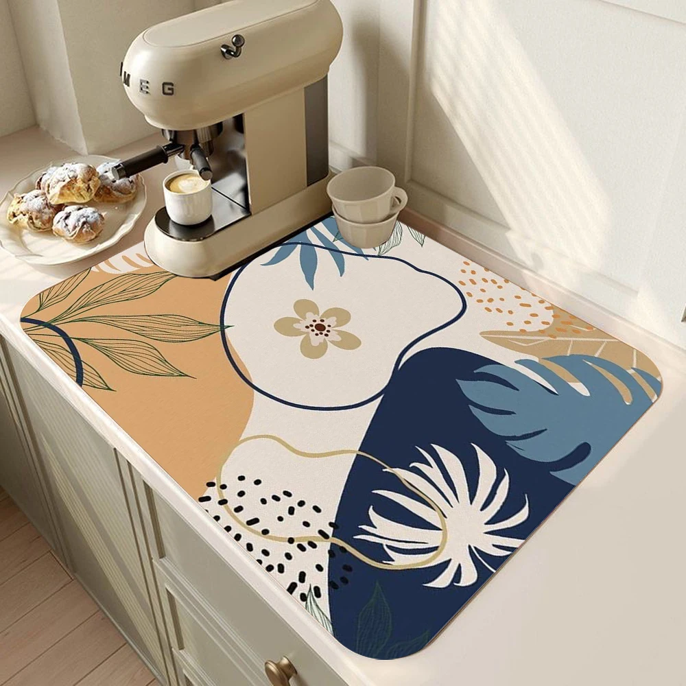 מזרנית ייבוש מהירה לצלחות מזרנית גומי כלי שולחן רצועות ניקוז שטיחים מטבח כלי אוכל מזרנית סופר סופגנית ספיגת קפה