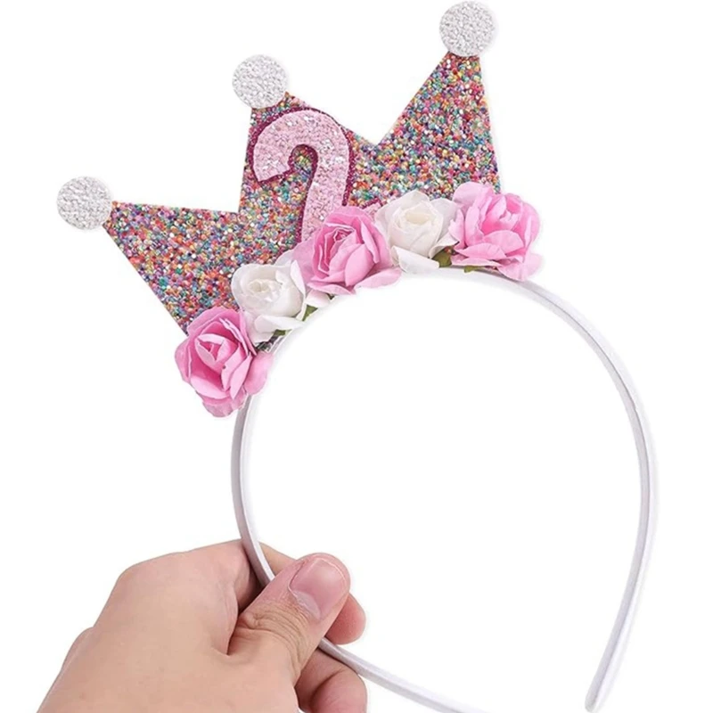 Sparkling Birthday Hairbands Headbands Costume Birthday Headpiece Baby Sequined Hair Hoop P31B