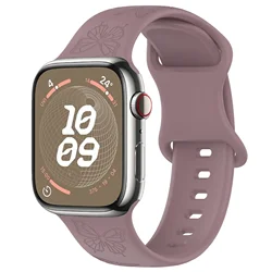 Engraved Pattern Silicone Strap - Ultra 3 2 1 49mm (Butterfly Purple)