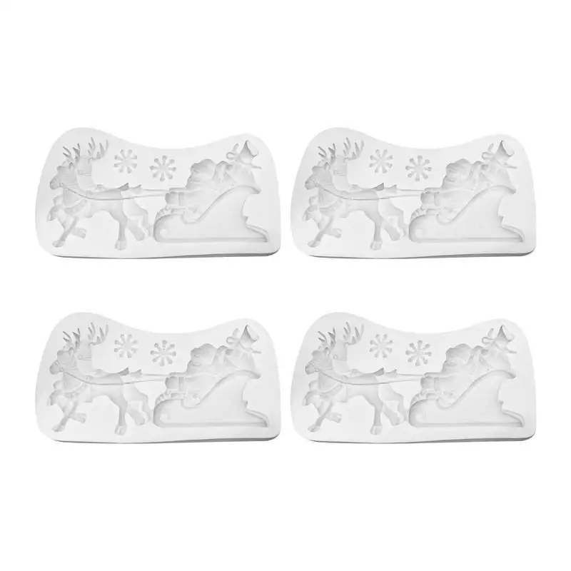 

4PCS Christmas Baking Silicone Molds Santa Sleigh Elk Shape Mould For Baking Cake Fondant Chocolate Mold Kitchen Baking Molds