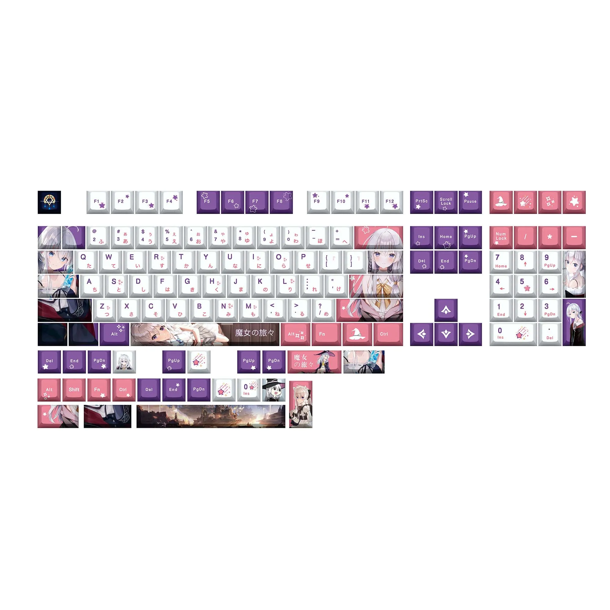 Pbt Keycaps para Cherry mx Switch Teclado de Jogo Mecânico a Jornada do Estilo Elaina Processo Menina Bonita Faça Você Mesmo 132 Teclas por Conjunto - Imagem 2