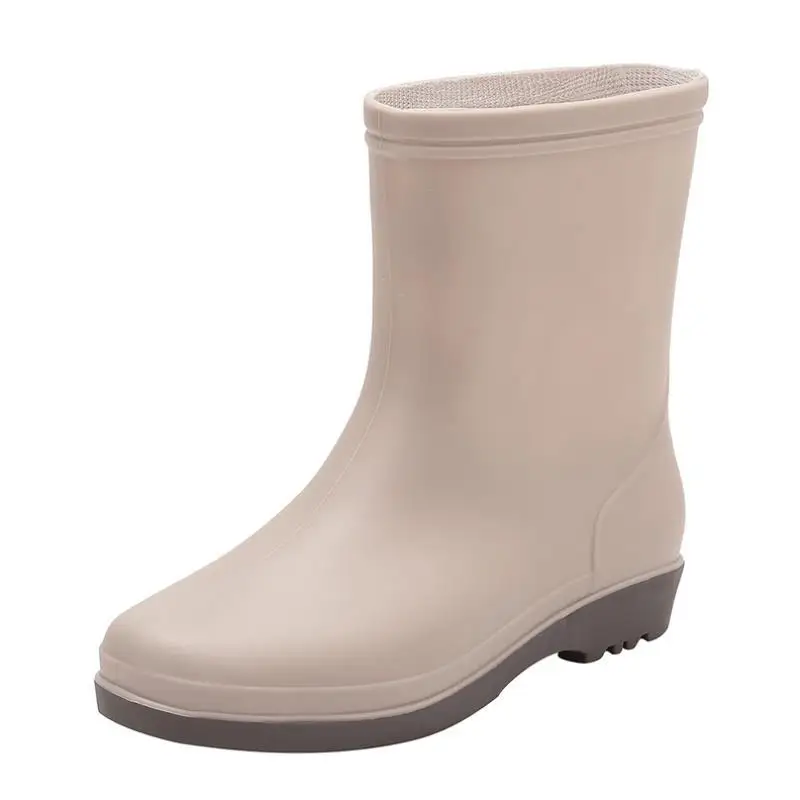 New Women Mid-calf PVC Rain Boots Short Woman Non-slip Rainboots Waterproof Water Shoes Wellies Boots