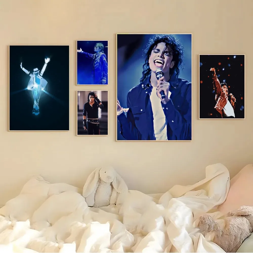 1pc Musicians And Singers Michael Jackson Self-adhesive Art Poster Waterproof Paper Sticker Coffee House Bar Room Wall Decor