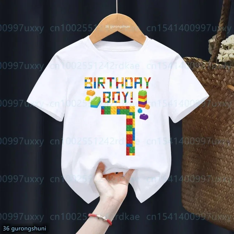 Kawaii Kids 4-9th Birthday Master Builder Block Building Boys Tshirt Birthday Party Dress Cute Children Tshirt Boys Shirt Top 4