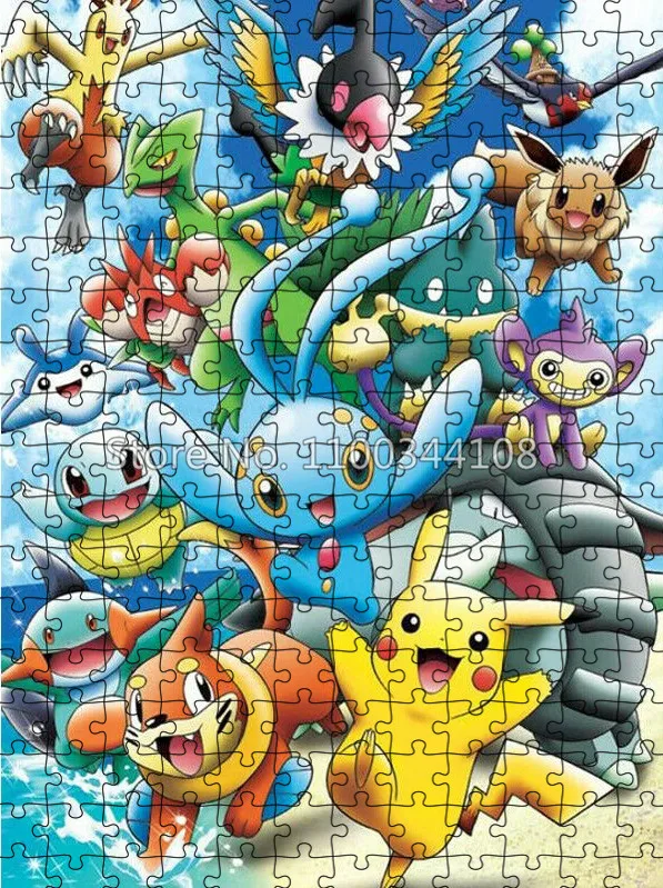 Pokemon anime criaturas grama fogo água eletricidade categoria 300 500 1000  peças quebra-cabeça papel jigsaw para crianças adolescentes adultos amigos  - AliExpress