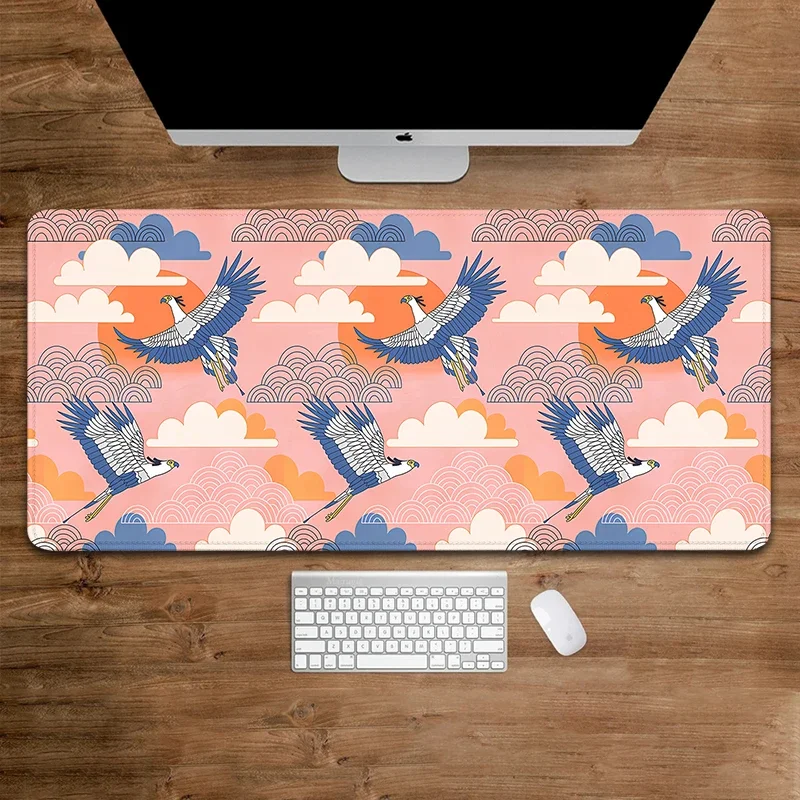 

Gaming Mouse Pad Bold Oriental Style Secretary Birds Mousepad Xxl Pink Computer Desk Mat Pc Keyboard Accessories Mouse Mat