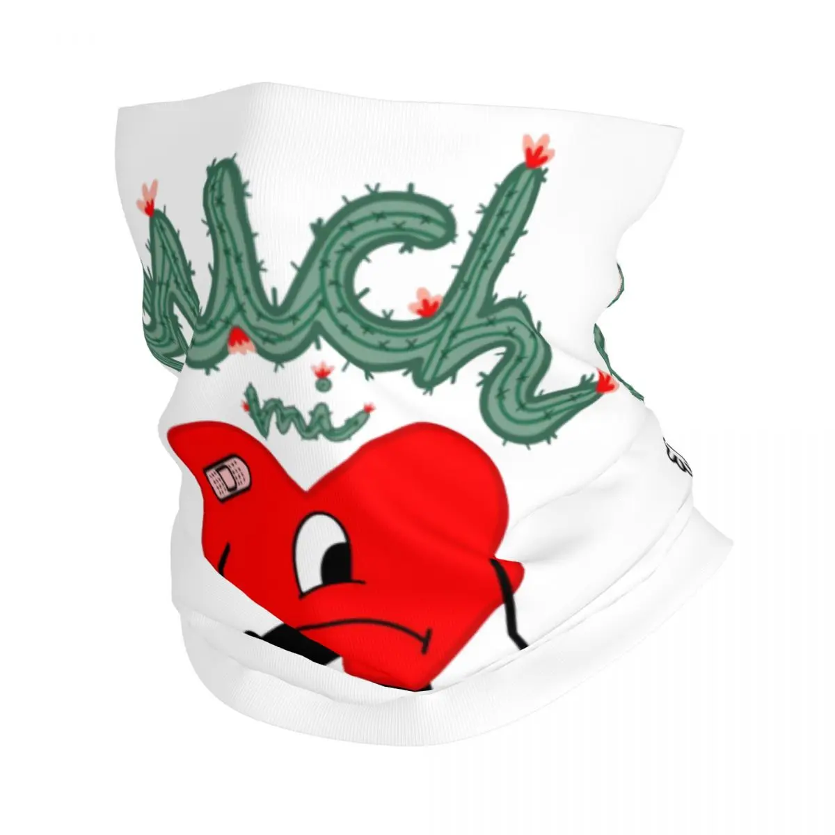 Un Verano Sin Ti Rapper Bandana Neck Cover Stampato Bad Bunny Red Heart Wrap Sciarpa Fascia Da Pesca Per Uomo Donna Adulto Inverno