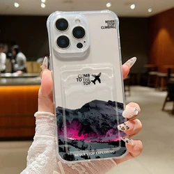 Airplane Design Clear TPU Card Holder Phone Case - Soft Silicone Cover - iPhone 17 e (A804 Transparent)