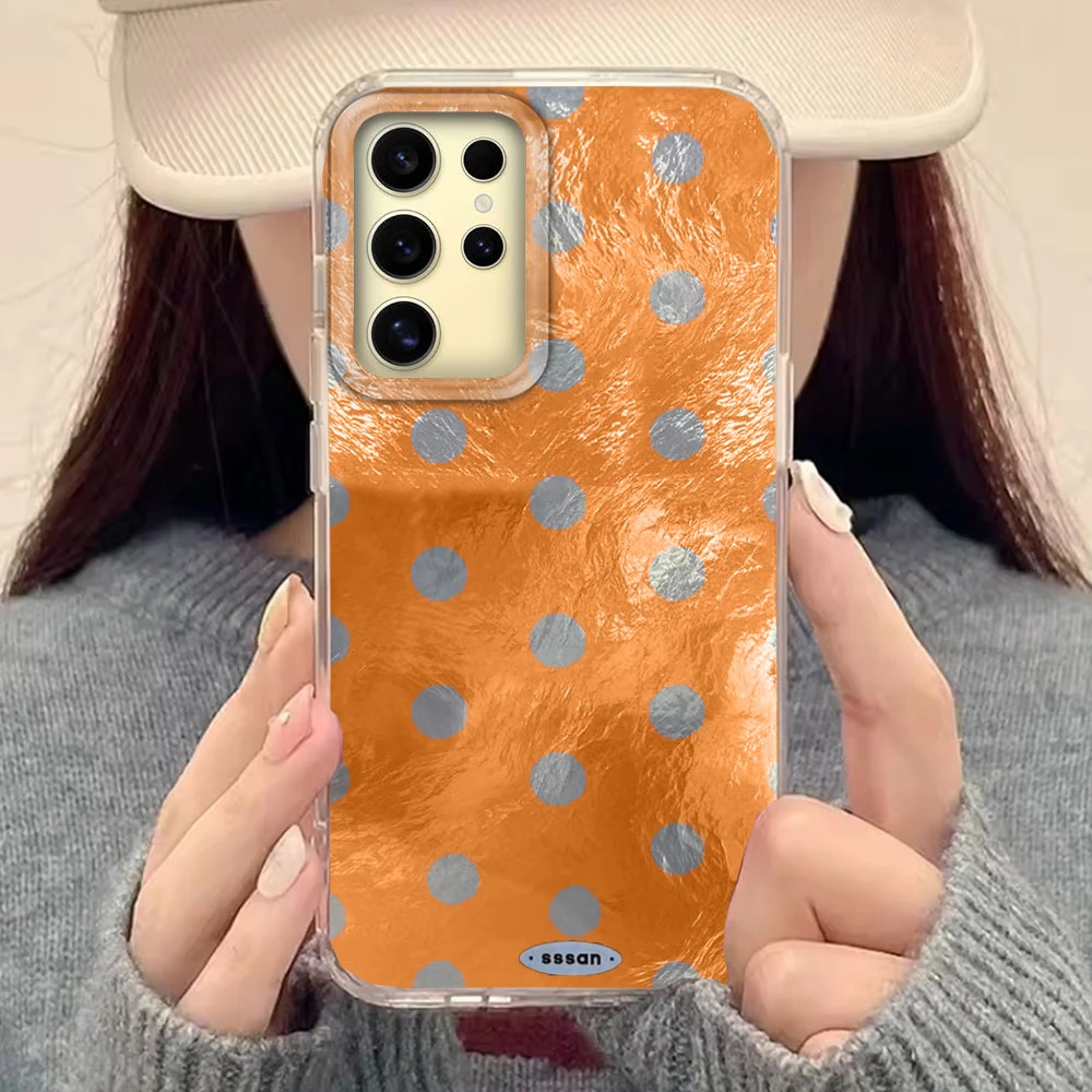 Korean Brown Circular Dots Phone Case - Stylish Women's TPU Cover