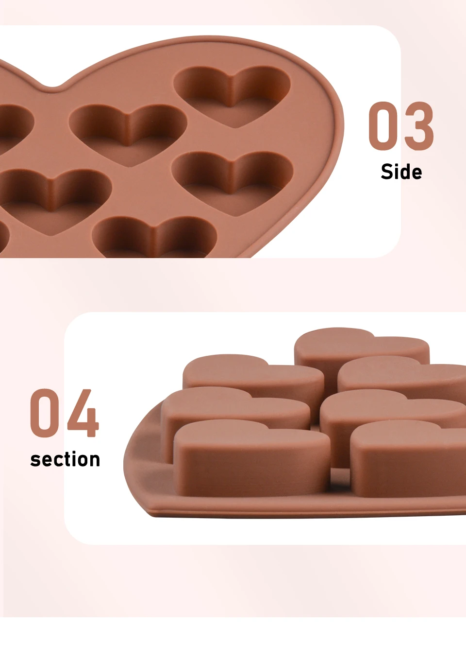 SILIKOLOVE Heart Silicone Molds for Baking Cake Pan Pink Candy Soap Jelly  Non-Stick Chocolate Soap Pudding Jello Ice Cube Trays - AliExpress