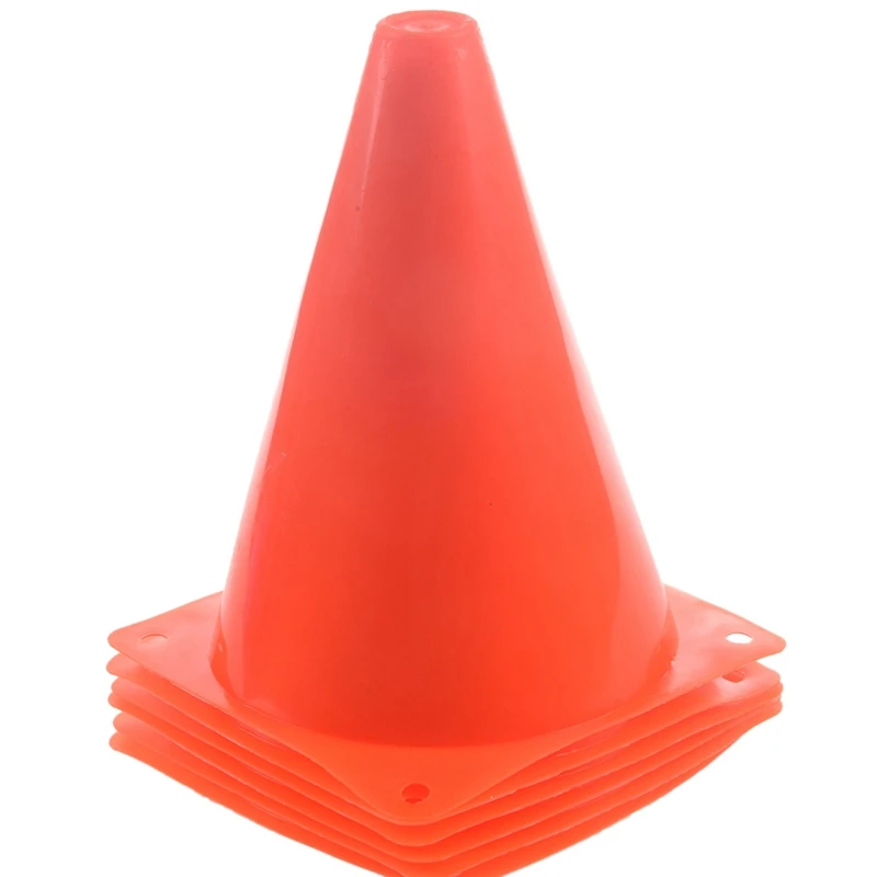 Soccer Training Cones 7-Inch Plastic Traffic Cones (6-Pack) Multi-Purpose Cone Physical Education Sports Training Gear Soccer Training Traffic Cones