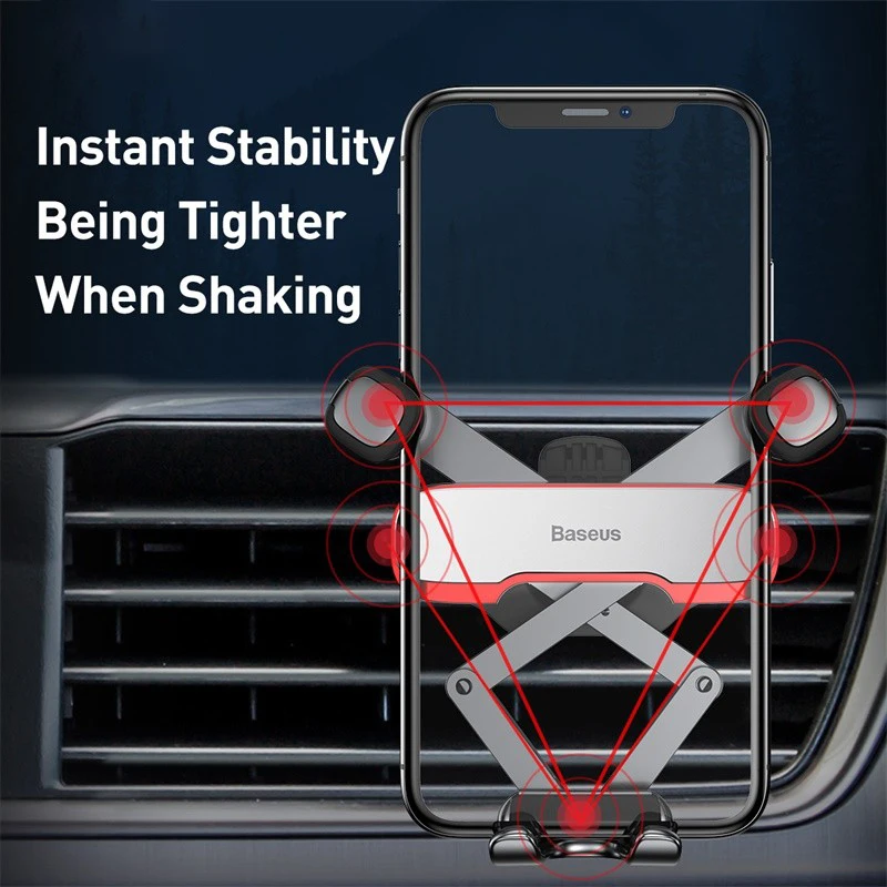 Phone Holder Car Metal Gravity Auto Air Vent Mobilephone Stand for 4.7-6.5 Inch Phone