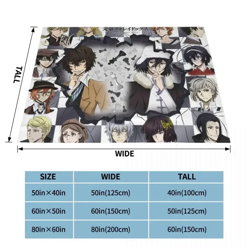 Bungou Stray Dogs Anime Fleece Spring Autumn Japanese Dazai Osamu Throw Blanket for Sofa Bedroom Bedding Throws 6