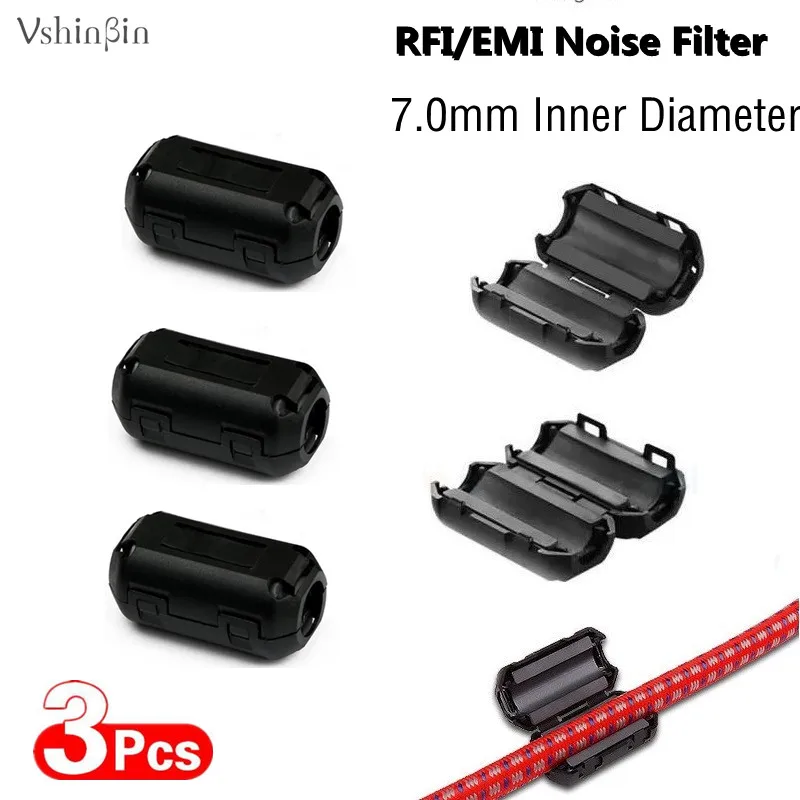 

3PCS 7.0mm Ferrite Choke Noise Suppressor Filter for Printer Video AV HDMI Amp Speaker Audio Cable RFI EMI Shielded Ring Clip