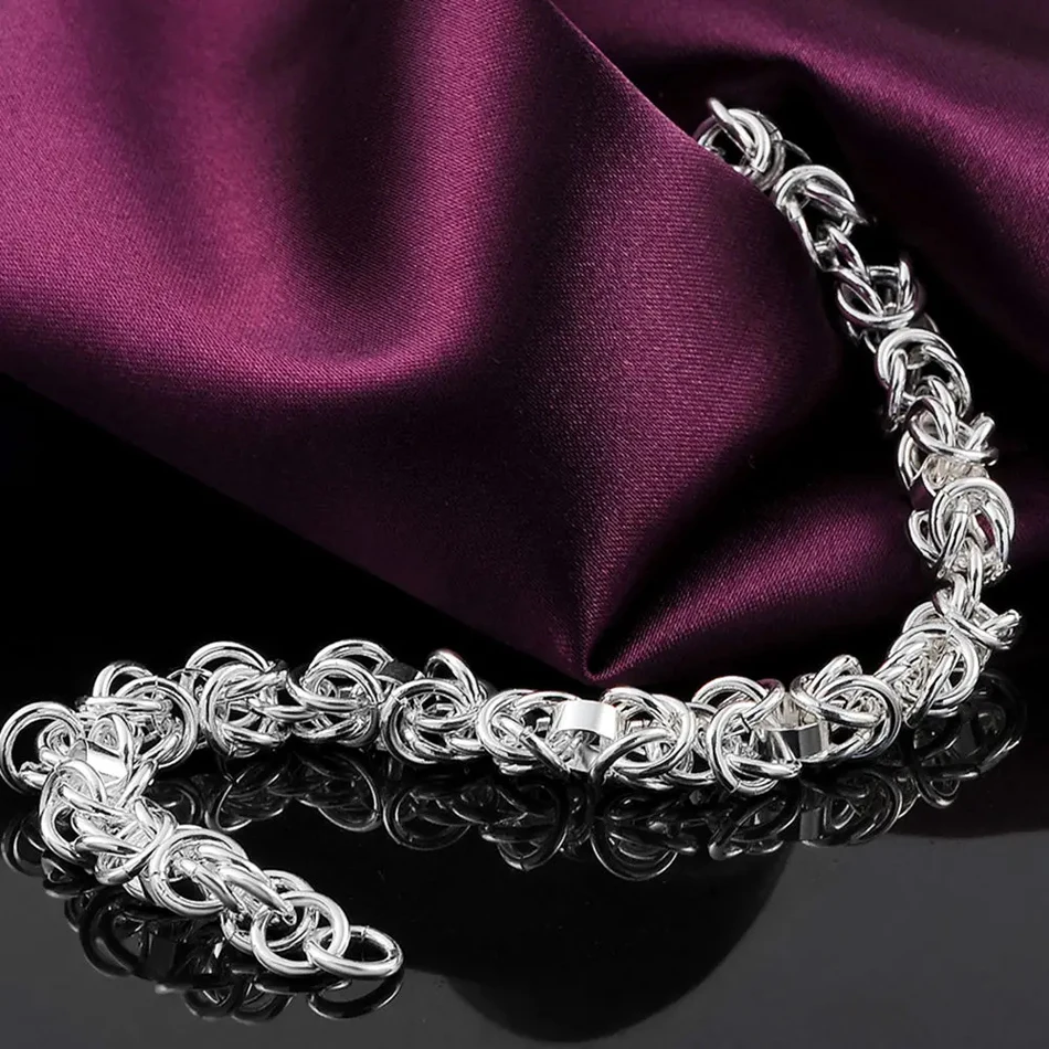 Neue Armbänder aus 925er-Sterlingsilber, Charm-Kreis, klassische Kette für Damen und Herren, Hochzeit, Party, gute Geschenke, hochwertiger Modeschmuck – Detail 5