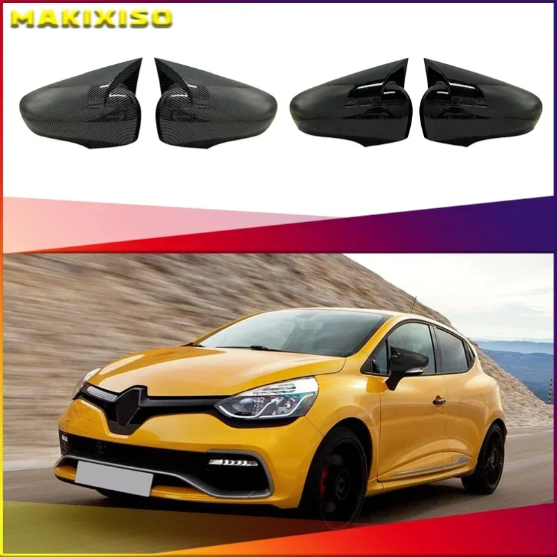 

Для Renault Clio 4 MK4 2 шт., АБС пластик, крыло летучей мыши, зеркальные крышки, колпачки, зеркальный чехол, чехол, глянцевый черный, автомобильные аксессуары