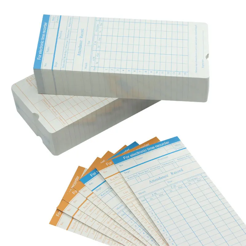 Xindabill 100 200 500pcs Time Cards Double-Sided Monthly Employee Attendance Time Clock Recorder Attendance Machine
