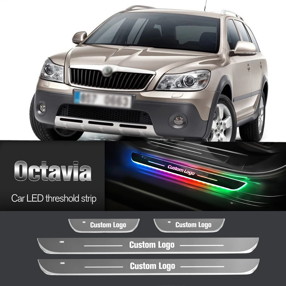 

Car Door Sill Light For Skoda Octavia 1U A5 1Z A7 5E A8 NX 1 2 3 4 Customized Logo LED Welcome Threshold Pedal Lamp Accessories