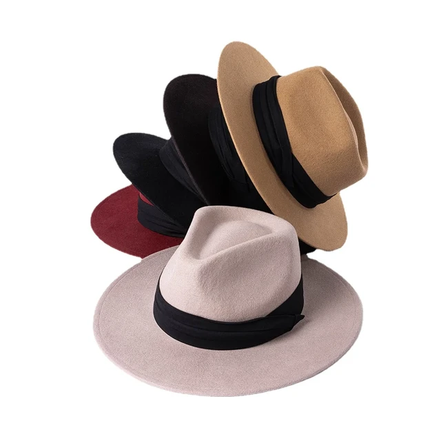 100% Wool Jazz Fedora Hat for Women Men Retro Casual Wide Brim Panama Felt  Cap Outdoor Shopping Party Church Wool Felt Hats