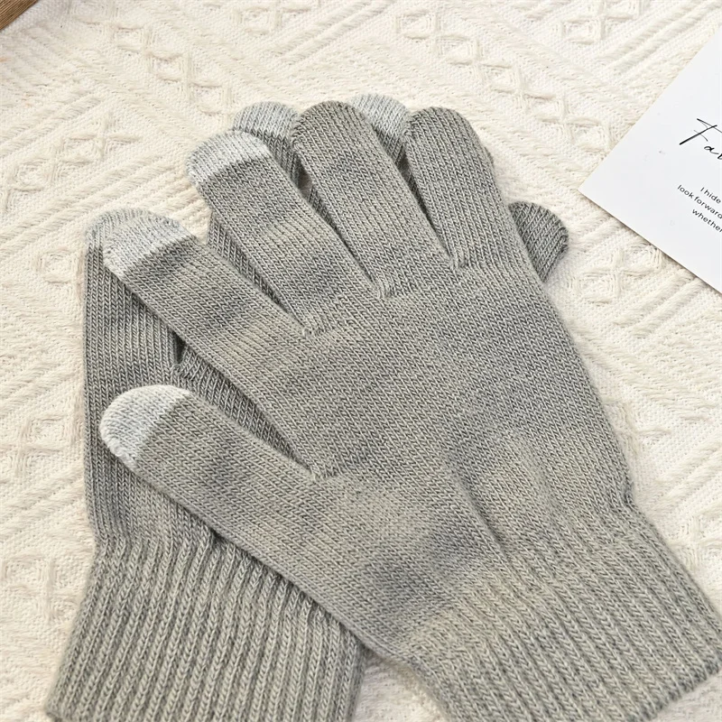 Winter Touch Screen Gloves Women Warm Stretch Knitted Mittens Full Finger Guantes Female Crochet Luvas