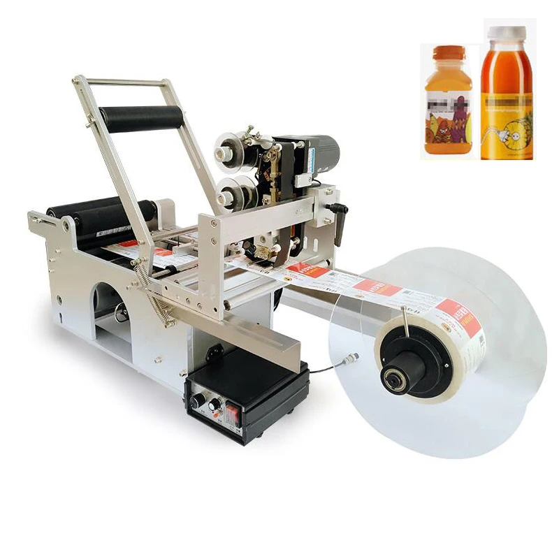 

Round Bottle Labeling Machine With Date Printer Adhesive Labeller Machine Semi Automatic Label Applicator