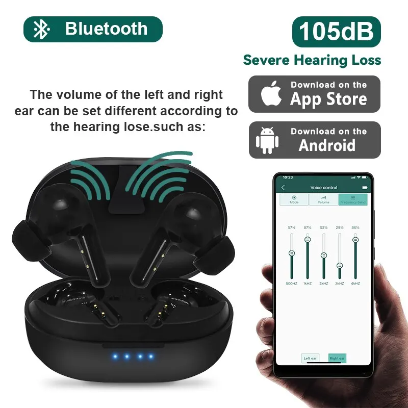 Hearing Aid Rechargeable Hearing Aids Bluetooth Hearing Aid APP Control Digital Sound Amplifier For Deafness Moderate to Severe Loss