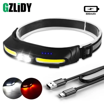 강력한 방수 COB 헤드라이트 LED 전조등, USB 충전식 캠핑 낚시 랜턴, 다양한 조명