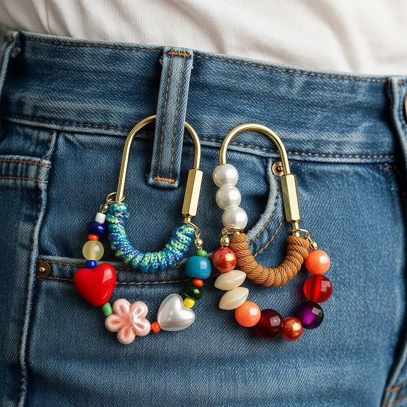 Bunter Perlenkettenanhänger Herz-Schlüsselanhänger Kawaii Perlen Autoschlüsselanhänger Taschenanhänger Geldbörsenanhänger Herz-Schlüsselanhänger für Frauen