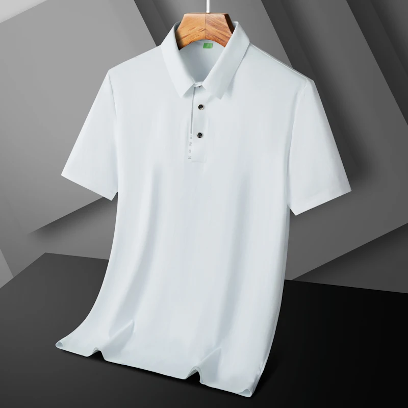 Summer Men's Thin Ice Silk Short Sleeved POLO Shirt Comfortable Loose Breathable Casual Lapel Solid Color Outdoor Sports t-shirt men golf shirt