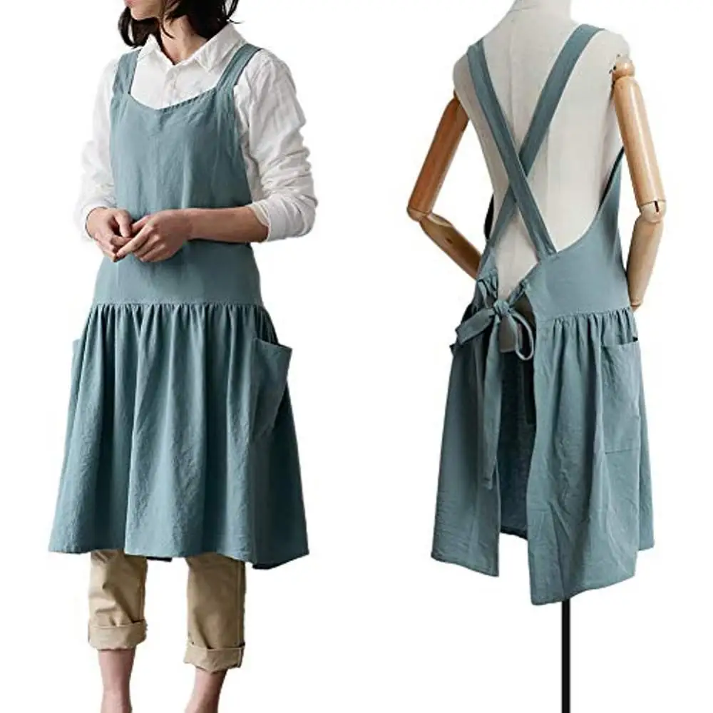 

Kitchen Aprons Dress For Women Coffee Shop Aprons Wipeable Waterproof Oil-Proof Tablier Cuisine Femme Baking Aprons Work Clothes