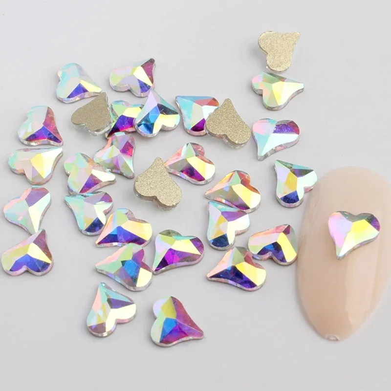 20 Farben 6*7 Pfirsich Herz Boutique flachen Boden Nail Art Strass Glas Kristall 3D Nagel Dekoration mehrere Formen Großhandel – Detail 14