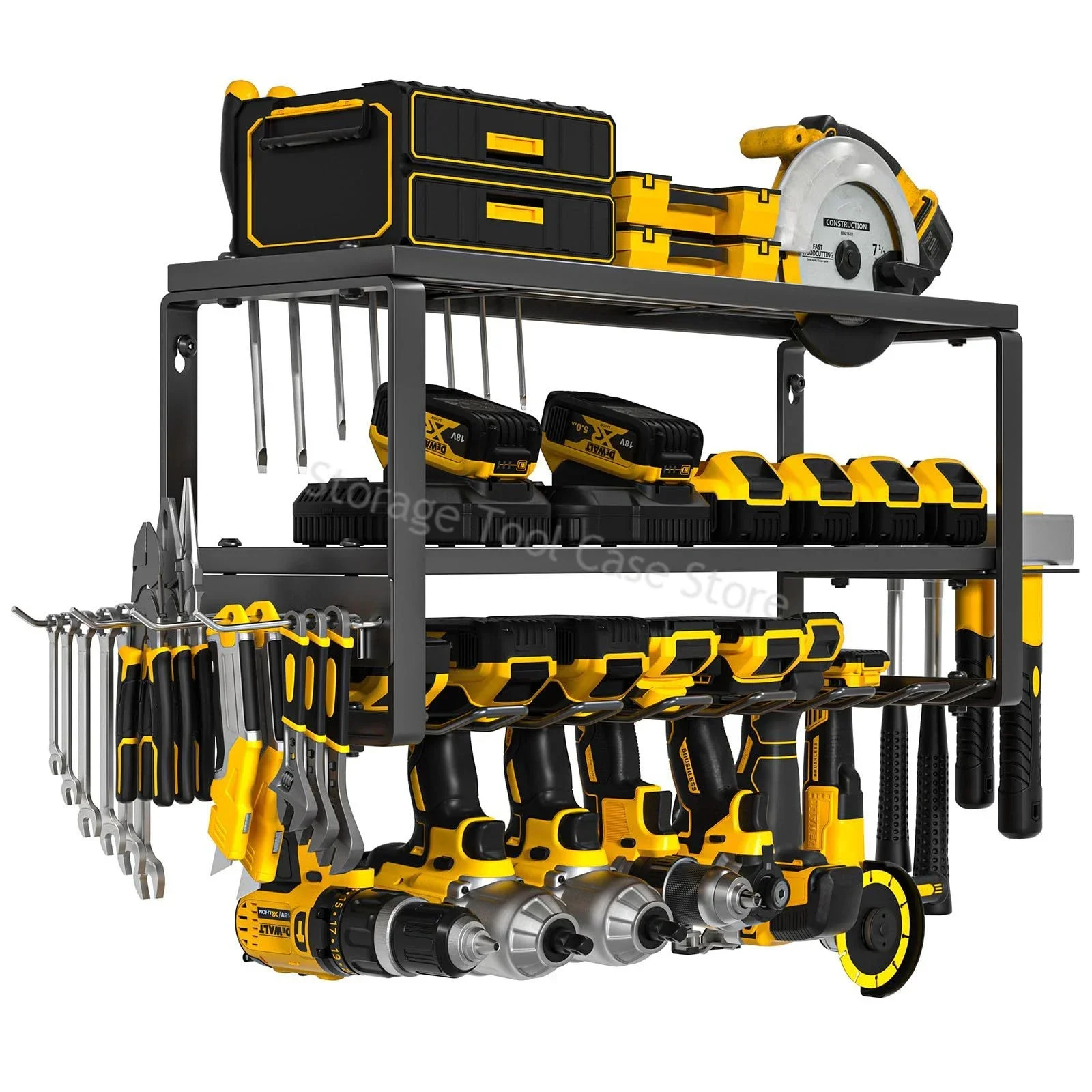Power Tool Organizer Rack 3 Layers Wall Mount Wrench Organizer Electric Drill Holder Heavy Duty Tool Shelf for Workshop Garage