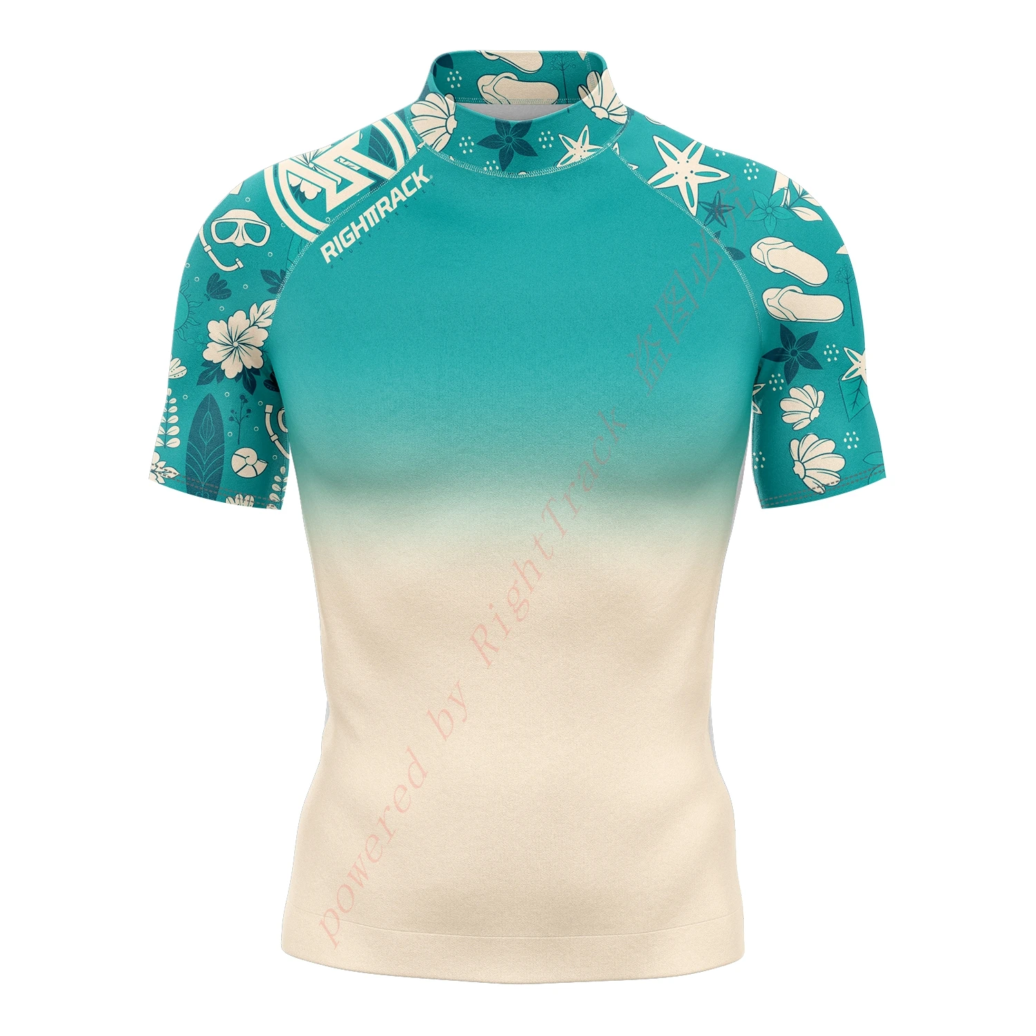 Men Sports Shirt Rashguard Short Sleeve Surfing Sunscreen Lycra Fabric UV Protection