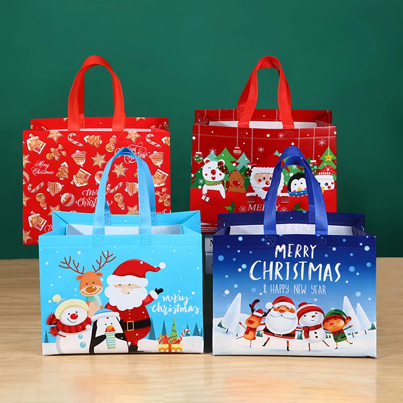 부직포 비스킷 및 스낵 가방, 32x25x17cm, 크리스마스 캔디 쿠키 선물 가방, 크리스마스 파티 장식 호의 가방, 1 개