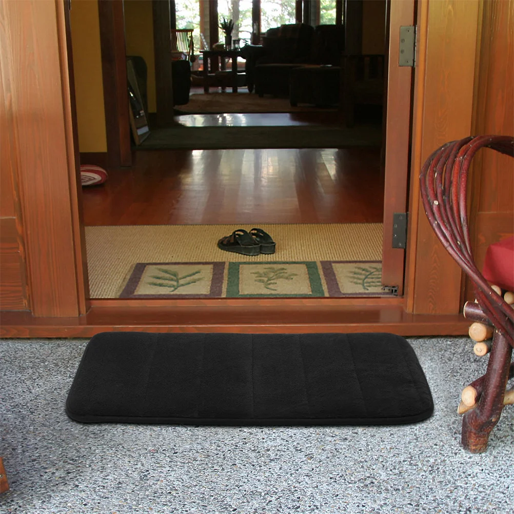 

2 Pcs Coral Fleece Carpet Doormat Indoor Entrance Shoe Mats for Entryway Front Vertical Bar Back