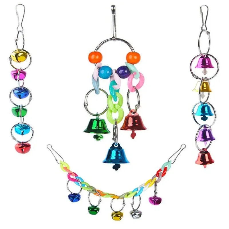 

Swing Bell Chewing Hanging Ring Toy Biting Bird Toys for Budgies Accessories for Cage Supplies Parrot Training Glying Parakeet