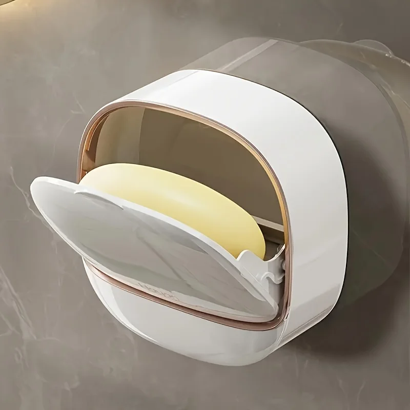 Wall Mounted Soap Dispenser with Lid Drain Rack 1pc